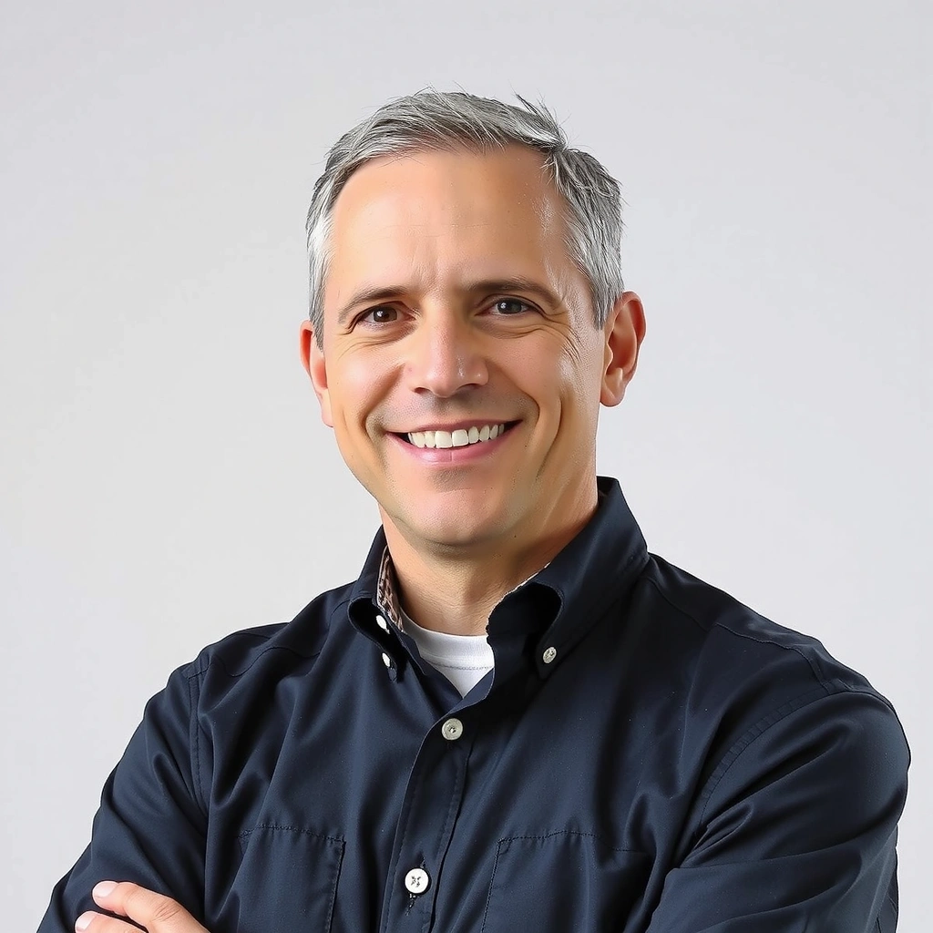 Professional headshot of Marcus Thorne, a confident man with short, styled grey hair and a warm smile, wearing a smart casual shirt.