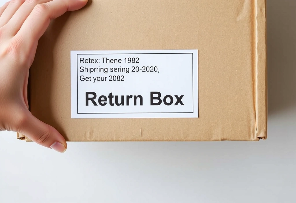 A hand holding a return package with a shipping label.