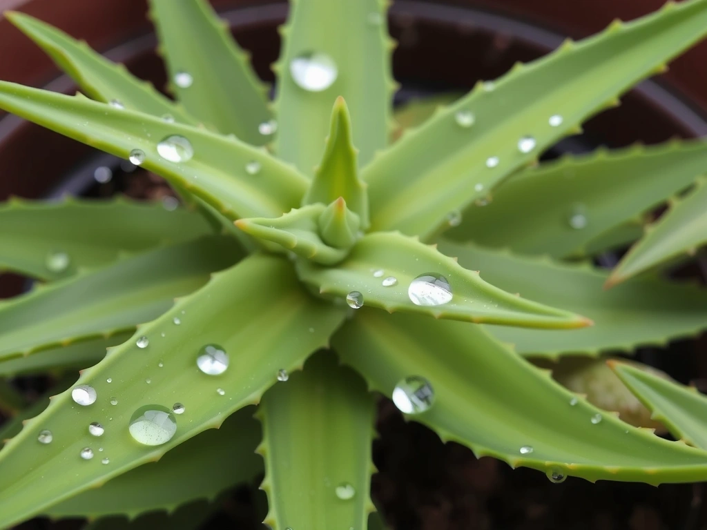 Close-up of fresh green aloe vera leaves.